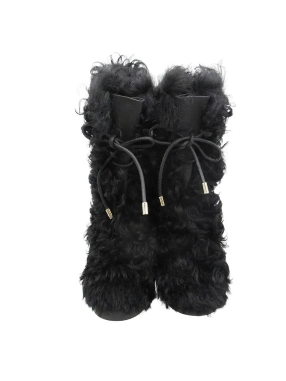 Chanel Boots Shearling Sheepskin CC Logo Shoes Black 37c